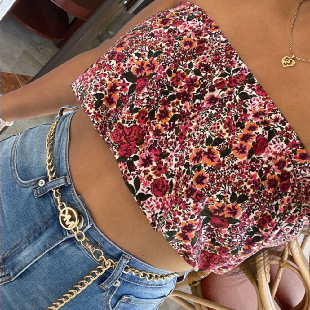 TOPSHOP Floral crop top Bandeau